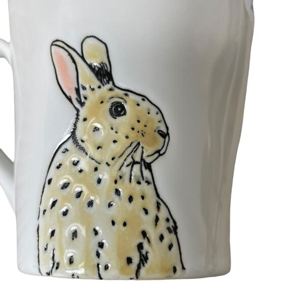 ELI +ANA Easter Bunny Rabbit Mug White Embossed Ceramic Spring Tea Cup New - Picture 7 of 10